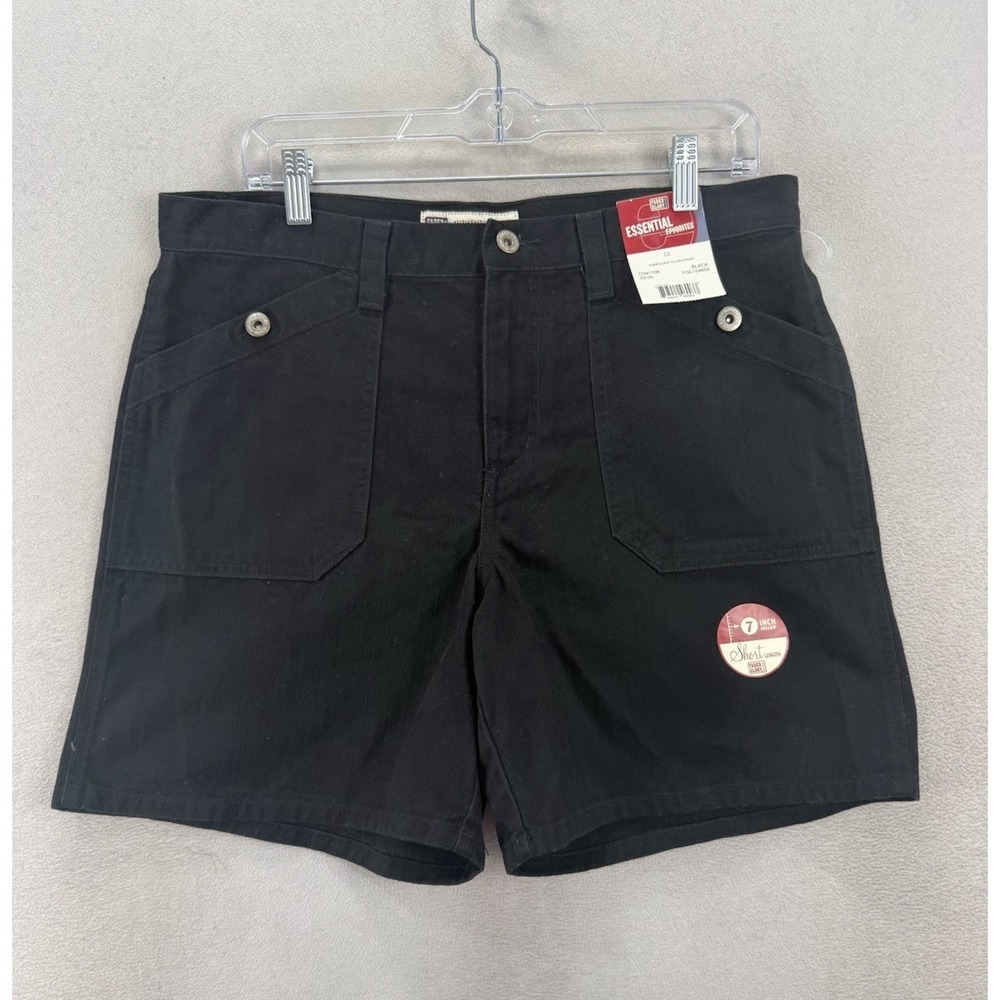 Faded Glory Women's Size 12 Black Utility Shorts 7" Inseam Patch Pockets NWT